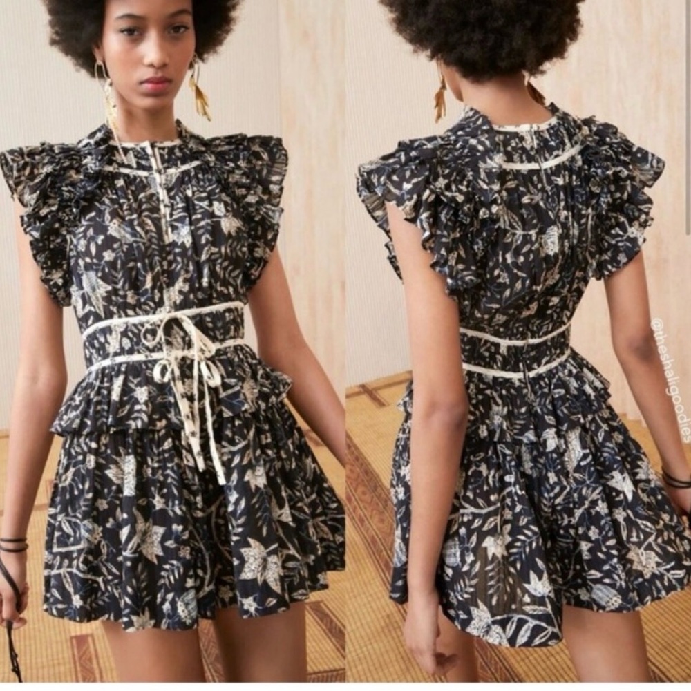 Ulla Johnson Black and Cream Floral Jumpsuit